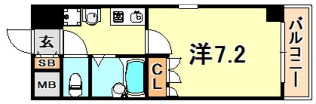エスポワール三宮パートⅡ(1K/4階)の間取り写真