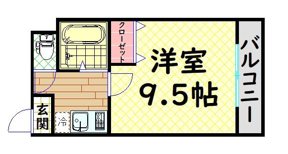 ハイツNANIWA(1K/2階)の間取り写真