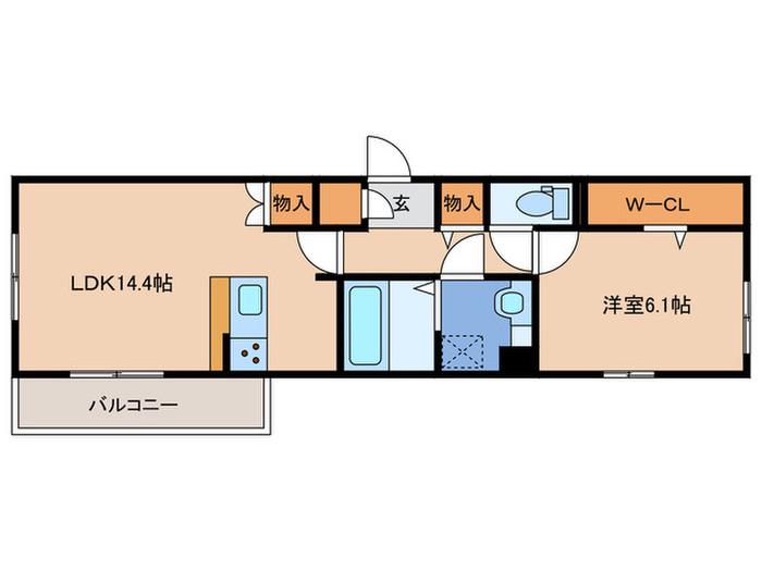 D-ROOM香椎駅東(1LDK/3階)の間取り写真