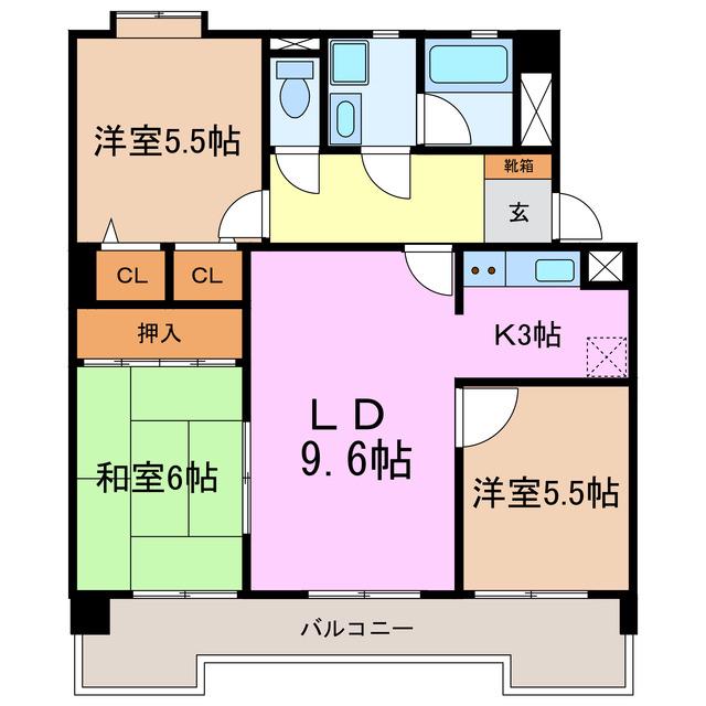 エトワール日進I(3LDK/3階)の間取り写真