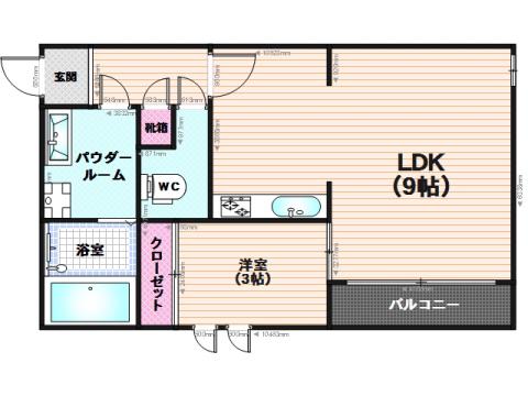グランティックサンメゾン大橋2(1LDK/1階)の間取り写真