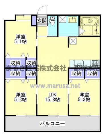 スカイコート大王(3LDK/4階)の間取り写真