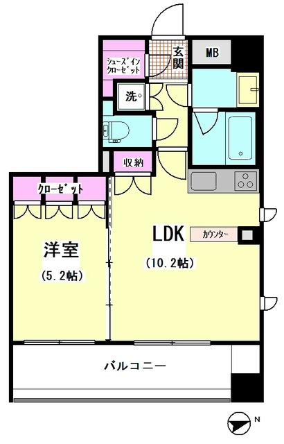 エスティメゾン大井仙台坂(1LDK/4階)の間取り写真