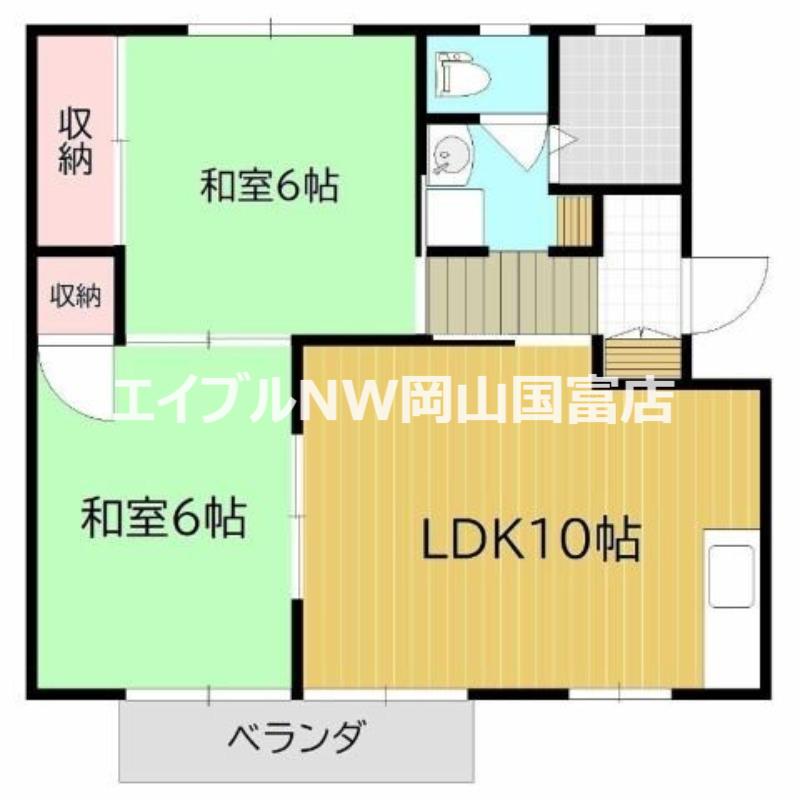 ニューファミール山崎 A(2LDK/2階)の間取り写真