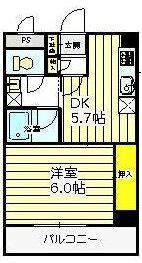 アイランドマンション(1DK/2階)の間取り写真