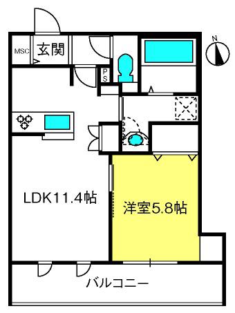 シャルマンK(1LDK/2階)の間取り写真