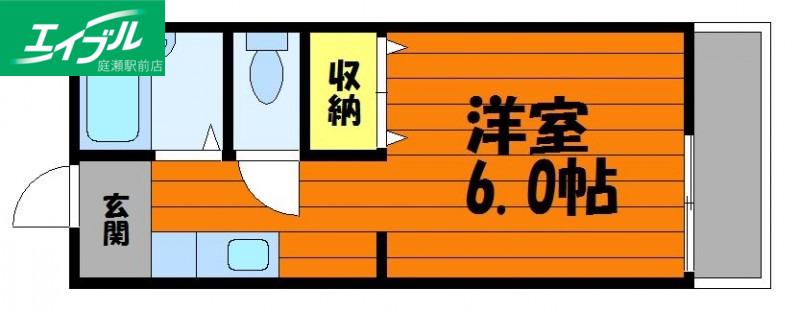ビッグウェイ中庄A(1K/2階)の間取り写真