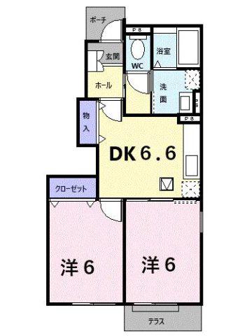 キャトルセゾンA(2DK/1階)の間取り写真