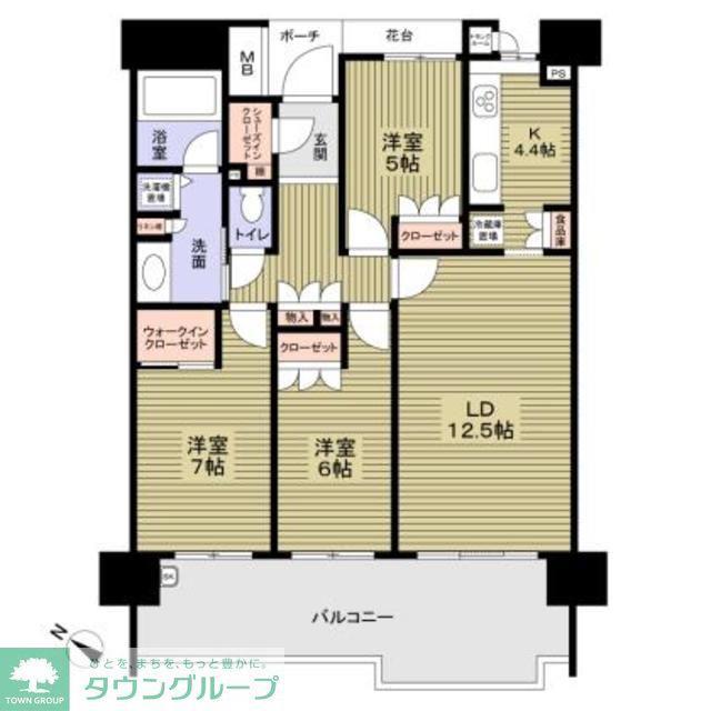 グランドメゾン星が丘山手B棟(3LDK/6階)の間取り写真