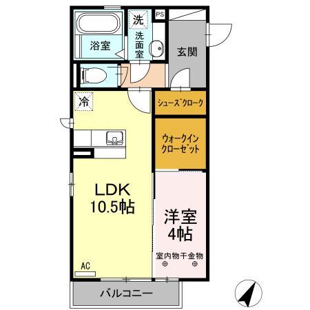 プランドールHA(1LDK/1階)の間取り写真