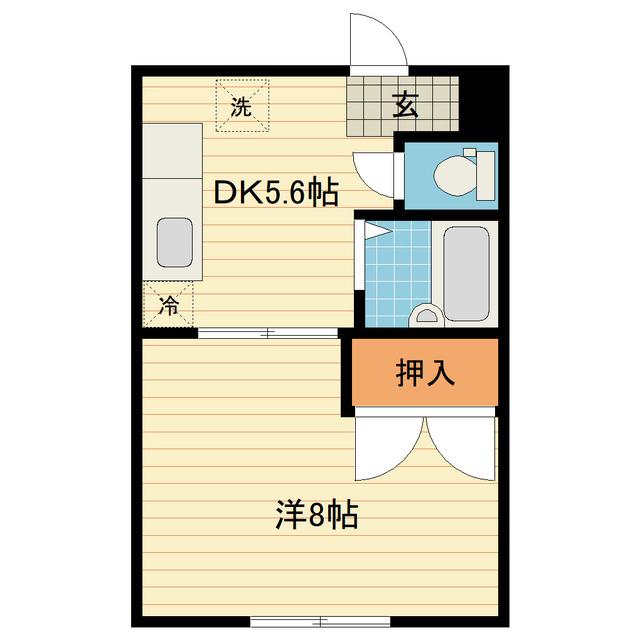 ビューライン駒見(1DK/2階)の間取り写真