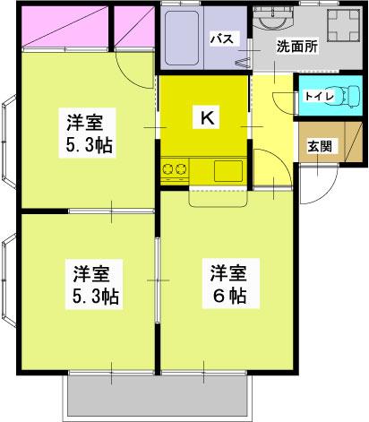 八木ヒルズI(3K/2階)の間取り写真