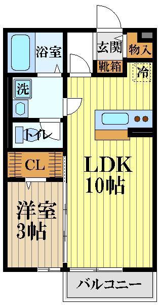 ベルデュール(1LDK/2階)の間取り写真