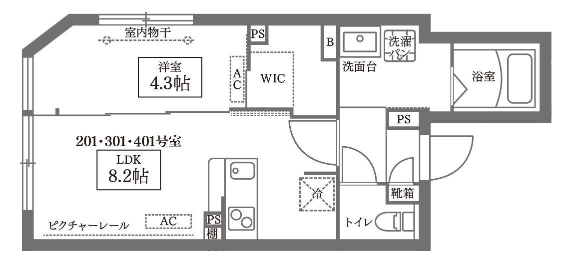 ココキューブ南長崎(1LDK/4階)の間取り写真