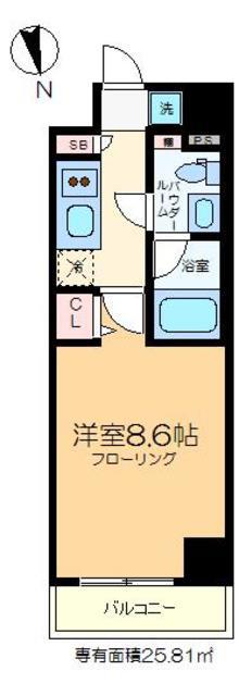 ベルグレードKS TRE(1K/6階)の間取り写真