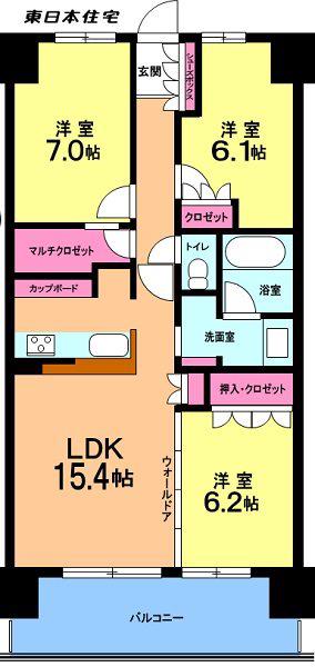 ガーデンゲート千葉NT中央(3LDK/8階)の間取り写真