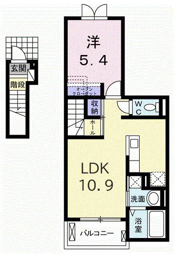 プラティーヌ I(1LDK/2階)の間取り写真