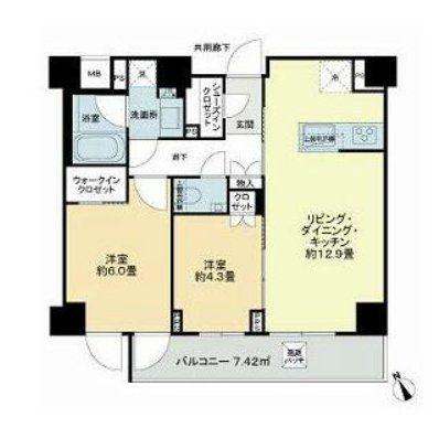 ディアナコート三軒茶屋(2LDK/2階)の間取り写真