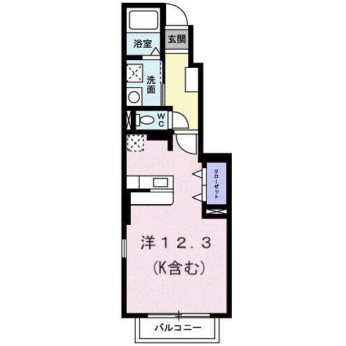 コスモス倉見2(ワンルーム/1階)の間取り写真
