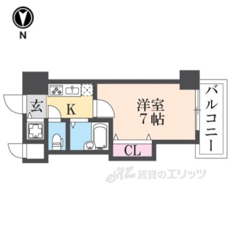 CITY SPIRE布施(1K/7階)の間取り写真