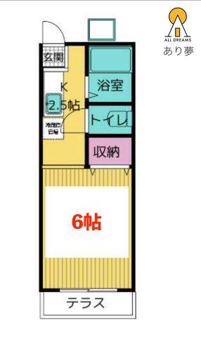 びらかわべ(ワンルーム/1階)の間取り写真