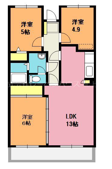 サンハイツウチヤマ(3LDK/1階)の間取り写真