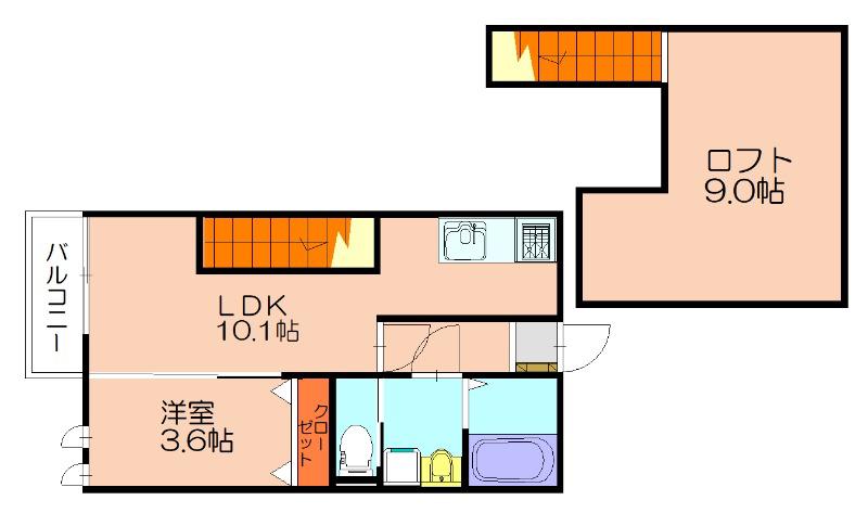 アンピオ志免中央(1LDK/1階)の間取り写真