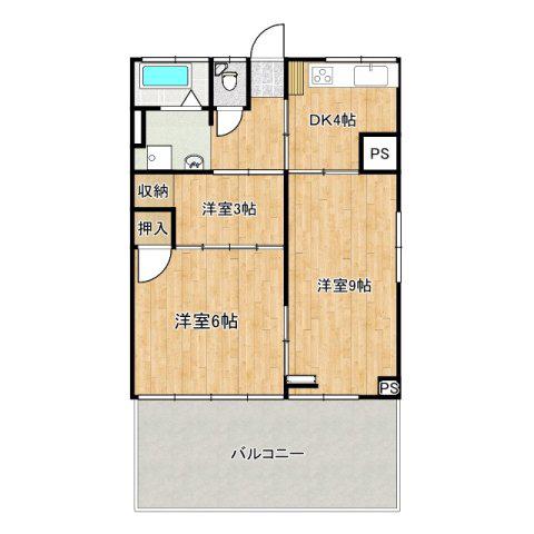 緑が丘グランドハイツ(3DK/2階)の間取り写真