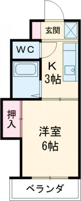 ロイヤル高野1号棟(1K/2階)の間取り写真