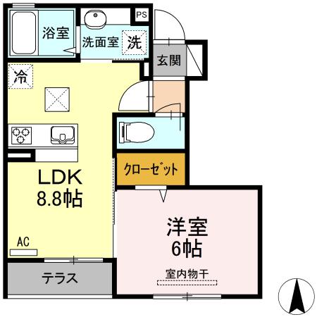 MINETTE(1LDK/1階)の間取り写真