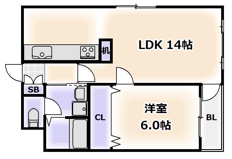三研BLD桜川(1LDK/6階)の間取り写真