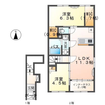 CHARMANT(2LDK/2階)の間取り写真