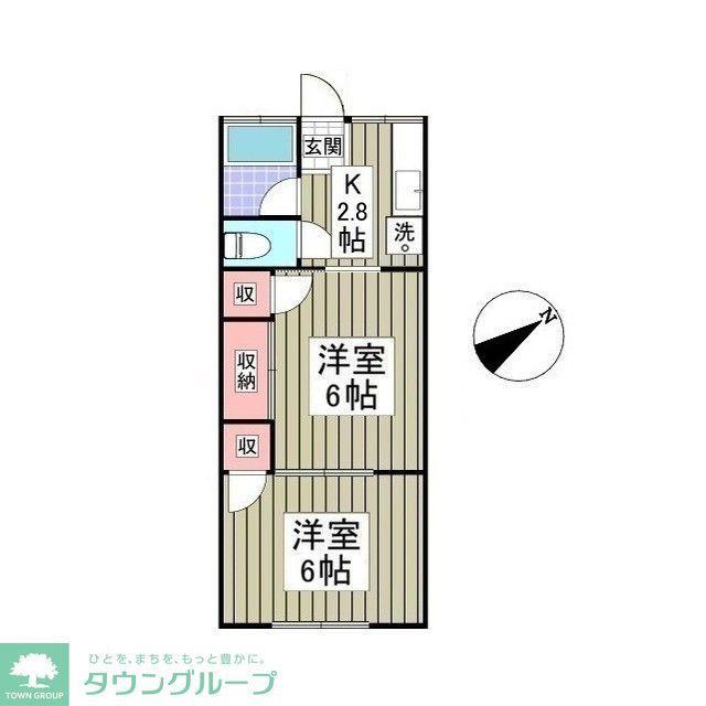 コーポ紺屋1号棟(2DK/1階)の間取り写真