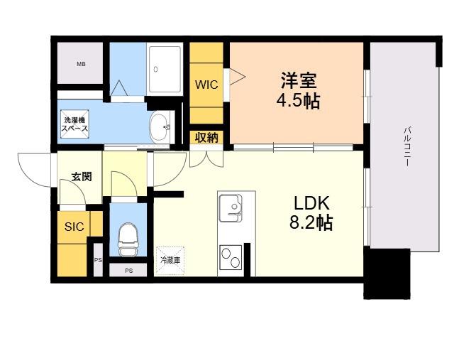 SーRESIDENCE博多駅東AWESOME(1LDK/2階)の間取り写真