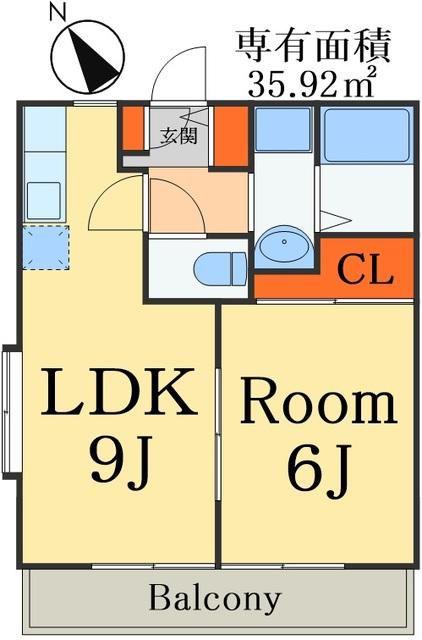 コーポ一珠(1LDK/1階)の間取り写真