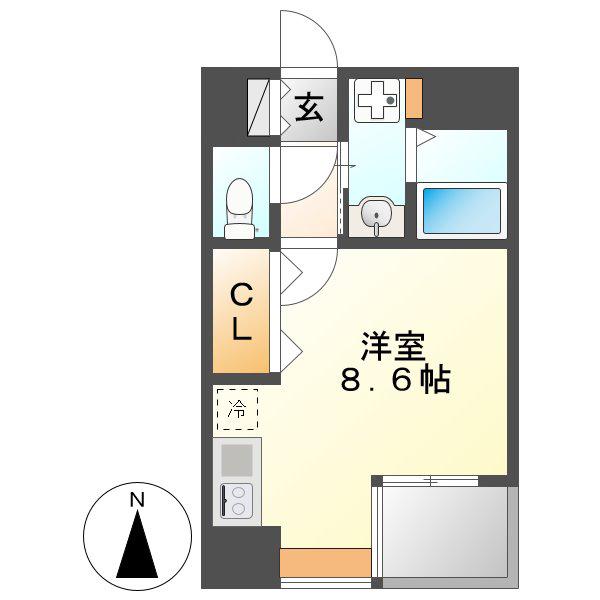 CITY SPIRE 名古屋大須(ワンルーム/7階)の間取り写真
