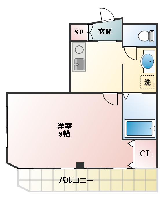 メゾンハギワラ(1K/7階)の間取り写真