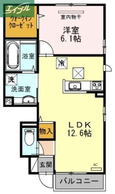 メナージュ A棟(1LDK/1階)の間取り写真