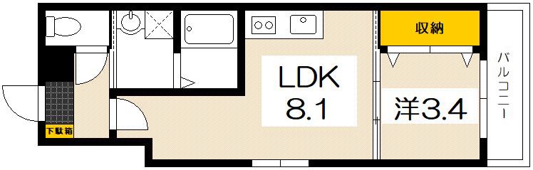 MOVE楽々園イースト(1LDK/2階)の間取り写真