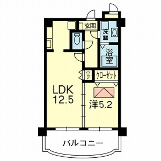ウッドフォレストマンションB棟(1LDK/5階)の間取り写真