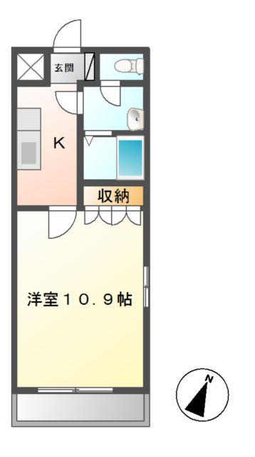 FLORAISON(1K/2階)の間取り写真