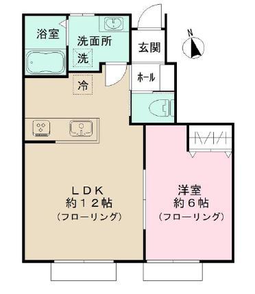 カーサ・イルフィオーレ(1LDK/1階)の間取り写真