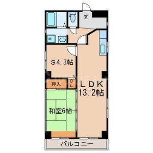 金子ビル(1SLDK/3階)の間取り写真