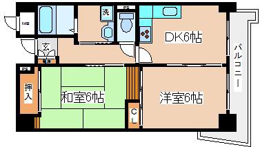 コスタレイ神戸三宮(2DK/5階)の間取り写真