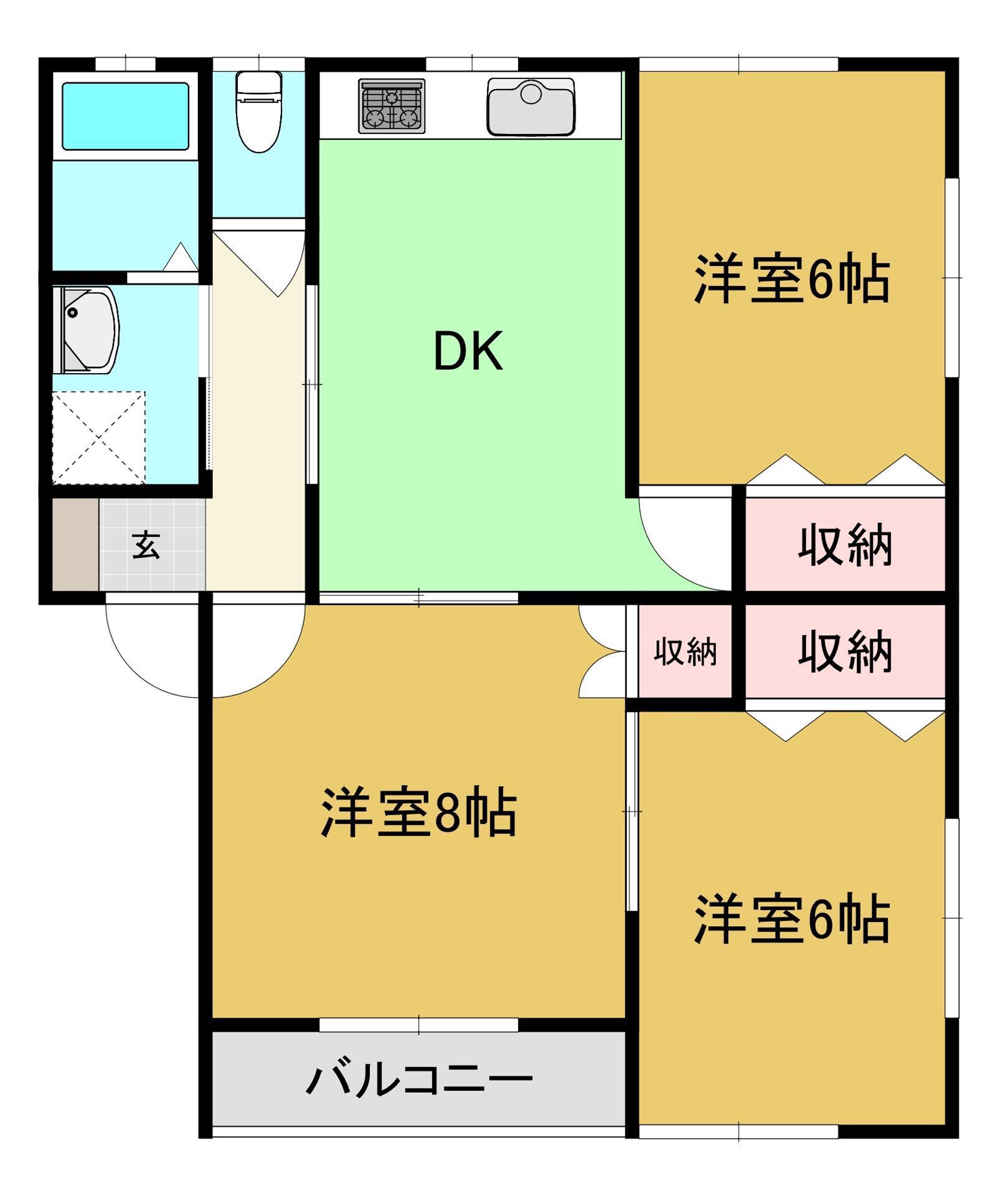 ハイツキリコ(3DK/1階)の間取り写真
