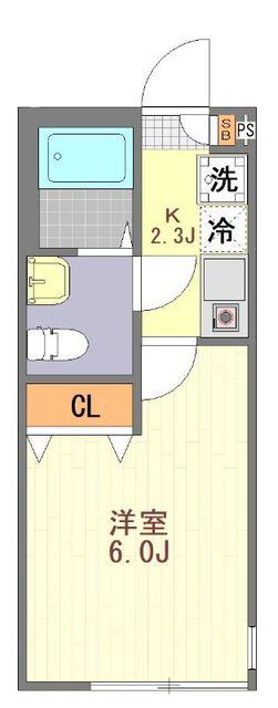 マウ溝の口(1K/1階)の間取り写真