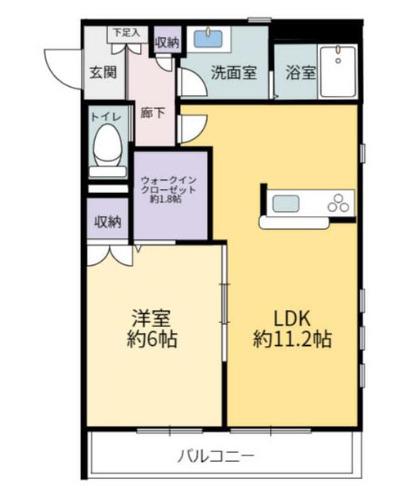 松ヶ丘HILLS(1LDK/2階)の間取り写真