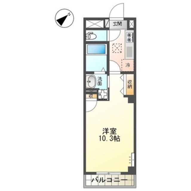 プロムナード津(1K/2階)の間取り写真