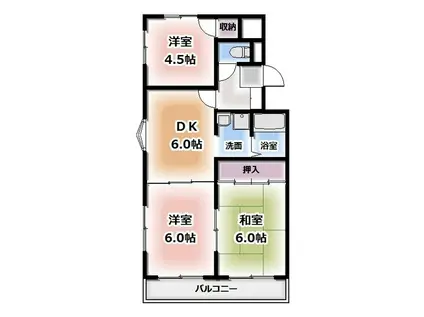 青山マンション(3DK/3階)の間取り写真