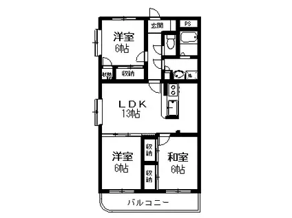 リサイア・W(3LDK/2階)の間取り写真
